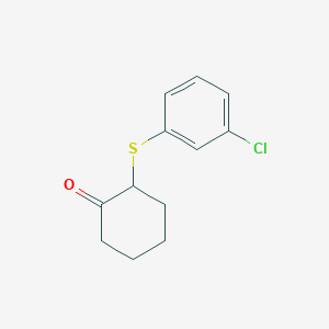 molecular formula C12H13ClOS B13208889 2-[(3-Chlorophenyl)sulfanyl]cyclohexan-1-one 