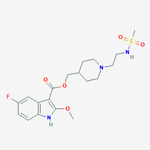 molecular formula C19H26FN3O5S B132089 (1-(2-(甲基磺酰胺)乙基)哌啶-4-基)甲基 5-氟-2-甲氧基-1H-吲哚-3-羧酸酯 CAS No. 144625-67-2