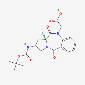 molecular formula C19H23N3O6 B13208972 2-[(6aS)-8-[(2-methylpropan-2-yl)oxycarbonylamino]-6,11-dioxo-6a,7,8,9-tetrahydropyrrolo[2,1-c][1,4]benzodiazepin-5-yl]acetic acid 