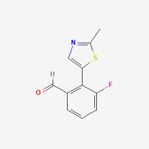 molecular formula C11H8FNOS B13209090 3-Fluoro-2-(2-methyl-1,3-thiazol-5-yl)benzaldehyde 