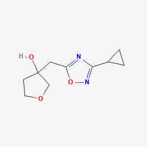 molecular formula C10H14N2O3 B13209203 3-[(3-Cyclopropyl-1,2,4-oxadiazol-5-yl)methyl]oxolan-3-ol 