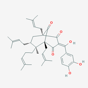 B132093 (1S,3E,5R,6S,7R)-3-[(3,4-Dihydroxyphenyl)-hydroxymethylidene]-6-methyl-1,5,7-tris(3-methylbut-2-enyl)-6-(4-methylpent-3-enyl)bicyclo[3.3.1]nonane-2,4,9-trione CAS No. 147687-34-1