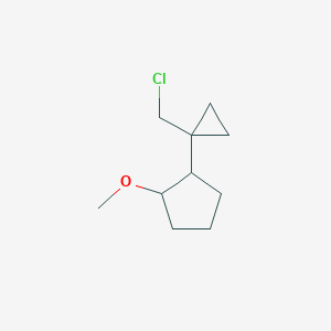 molecular formula C10H17ClO B13209309 1-[1-(Chloromethyl)cyclopropyl]-2-methoxycyclopentane 