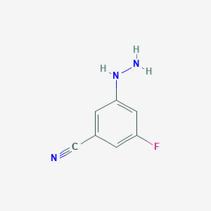 molecular formula C7H6FN3 B13209315 3-Fluoro-5-hydrazinylbenzonitrile 