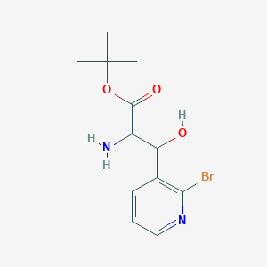 molecular formula C12H17BrN2O3 B13209422 tert-Butyl 2-amino-3-(2-bromopyridin-3-yl)-3-hydroxypropanoate 