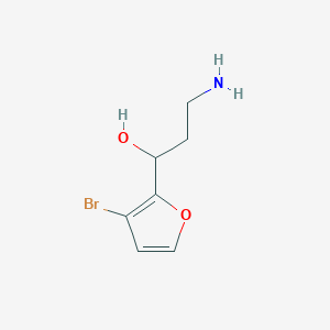 molecular formula C7H10BrNO2 B13209563 3-Amino-1-(3-bromofuran-2-yl)propan-1-ol 