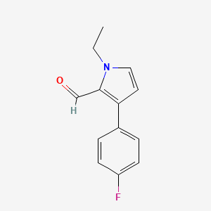 molecular formula C13H12FNO B13209580 1-Ethyl-3-(4-fluorophenyl)-1H-pyrrole-2-carbaldehyde 