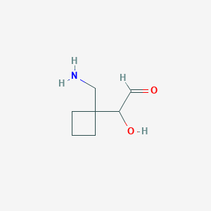 molecular formula C7H13NO2 B13209615 2-[1-(Aminomethyl)cyclobutyl]-2-hydroxyacetaldehyde 