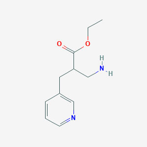 molecular formula C11H16N2O2 B13209762 Ethyl 3-amino-2-(pyridin-3-ylmethyl)propanoate 