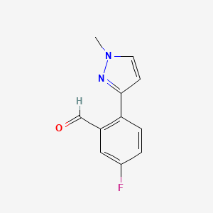 molecular formula C11H9FN2O B13209837 5-Fluoro-2-(1-methyl-1H-pyrazol-3-yl)benzaldehyde 