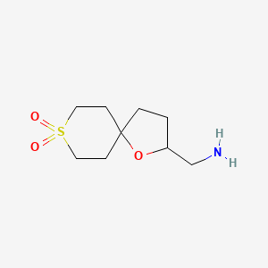 molecular formula C9H17NO3S B13209901 2-(Aminomethyl)-1-oxa-8lambda6-thiaspiro[4.5]decane-8,8-dione 