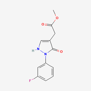 molecular formula C12H11FN2O3 B13209964 Methyl 2-[2-(3-fluorophenyl)-3-oxo-2,3-dihydro-1H-pyrazol-4-yl]acetate 