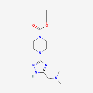 molecular formula C14H26N6O2 B13210016 tert-Butyl 4-{5-[(dimethylamino)methyl]-1H-1,2,4-triazol-3-yl}piperazine-1-carboxylate 