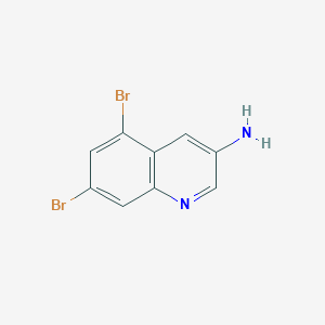 molecular formula C9H6Br2N2 B13210253 5,7-Dibromoquinolin-3-amine 