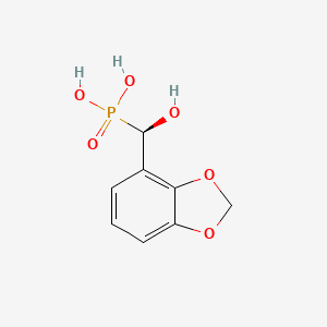 molecular formula C8H9O6P B13210309 (R)-(Benzo[d][1,3]dioxol-4-yl(hydroxy)methyl)phosphonic acid 