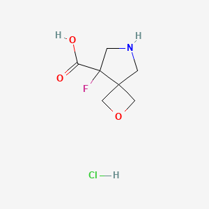 molecular formula C7H11ClFNO3 B13210371 8-Fluoro-2-oxa-6-azaspiro[3.4]octane-8-carboxylic acid hydrochloride 