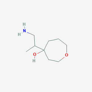 molecular formula C9H19NO2 B13210568 4-(1-Aminopropan-2-YL)oxepan-4-OL 