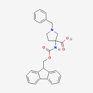 molecular formula C27H26N2O4 B13210827 1-Benzyl-3-({[(9H-fluoren-9-yl)methoxy]carbonyl}amino)pyrrolidine-3-carboxylic acid 