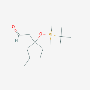 molecular formula C14H28O2Si B13210853 2-{1-[(Tert-butyldimethylsilyl)oxy]-3-methylcyclopentyl}acetaldehyde 