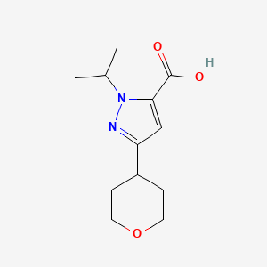 molecular formula C12H18N2O3 B13210866 3-(Oxan-4-yl)-1-(propan-2-yl)-1H-pyrazole-5-carboxylic acid 