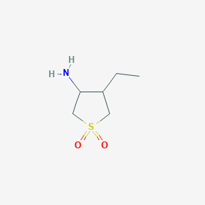 molecular formula C6H13NO2S B13210919 3-Amino-4-ethyl-1lambda6-thiolane-1,1-dione 