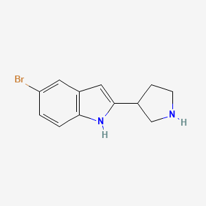 molecular formula C12H13BrN2 B13211004 5-Bromo-2-(pyrrolidin-3-yl)-1H-indole 