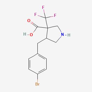 molecular formula C13H13BrF3NO2 B13211139 4-[(4-Bromophenyl)methyl]-3-(trifluoromethyl)pyrrolidine-3-carboxylic acid 