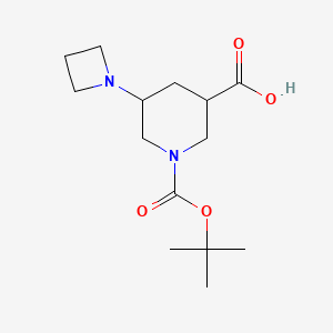 molecular formula C14H24N2O4 B13211189 5-(Azetidin-1-yl)-1-[(tert-butoxy)carbonyl]piperidine-3-carboxylic acid 