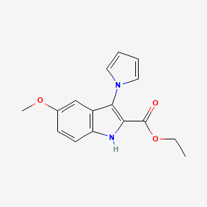 molecular formula C16H16N2O3 B1321119 Ethyl 5-methoxy-3-(1H-pyrrol-1-yl)-1H-indole-2-carboxylate CAS No. 902937-21-7