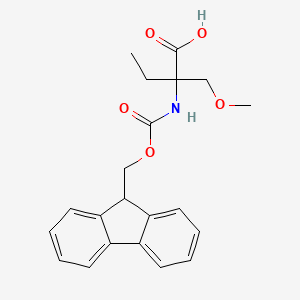 molecular formula C21H23NO5 B13211212 2-({[(9H-fluoren-9-yl)methoxy]carbonyl}amino)-2-(methoxymethyl)butanoic acid 