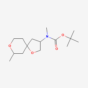 molecular formula C15H27NO4 B13211265 tert-Butyl N-methyl-N-{7-methyl-1,8-dioxaspiro[4.5]decan-3-yl}carbamate 