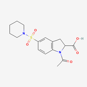 B1321131 1-Acetyl-5-(piperidin-1-ylsulfonyl)indoline-2-carboxylic acid CAS No. 1086652-58-5