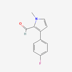 molecular formula C12H10FNO B13211361 3-(4-Fluorophenyl)-1-methyl-1H-pyrrole-2-carbaldehyde 