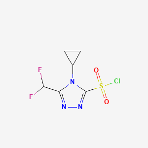 molecular formula C6H6ClF2N3O2S B13211682 4-Cyclopropyl-5-(difluoromethyl)-4H-1,2,4-triazole-3-sulfonyl chloride 