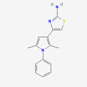 molecular formula C15H15N3S B13211847 4-(2,5-Dimethyl-1-phenyl-1H-pyrrol-3-yl)-1,3-thiazol-2-amine 