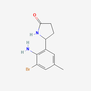 molecular formula C11H13BrN2O B13211848 5-(2-Amino-3-bromo-5-methylphenyl)pyrrolidin-2-one 