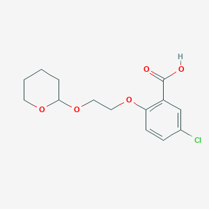 molecular formula C14H17ClO5 B1321191 5-氯-2-{2-[(氧杂-2-基)氧基]乙氧基}苯甲酸 CAS No. 834869-35-1