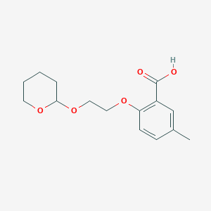 molecular formula C15H20O5 B1321192 5-甲基-2-{2-[(氧杂环-2-基)氧基]乙氧基}苯甲酸 CAS No. 834869-38-4