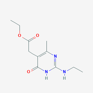 molecular formula C11H17N3O3 B13212156 Ethyl 2-[2-(ethylamino)-4-methyl-6-oxo-1,6-dihydropyrimidin-5-yl]acetate 