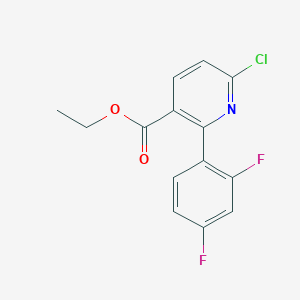 molecular formula C14H10ClF2NO2 B1321218 Ethyl 2-(2,4-difluorophenyl)-6-chloronicotinate CAS No. 745833-19-6