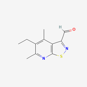 molecular formula C11H12N2OS B13212197 5-Ethyl-4,6-dimethyl-[1,2]thiazolo[5,4-b]pyridine-3-carbaldehyde 