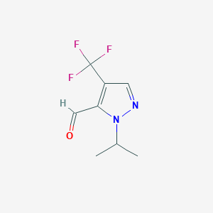 molecular formula C8H9F3N2O B13212213 1-(Propan-2-yl)-4-(trifluoromethyl)-1H-pyrazole-5-carbaldehyde 