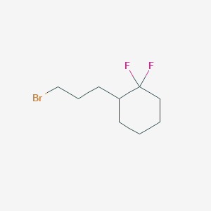 molecular formula C9H15BrF2 B13212368 2-(3-Bromopropyl)-1,1-difluorocyclohexane 