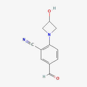 molecular formula C11H10N2O2 B13212415 5-Formyl-2-(3-hydroxyazetidin-1-yl)benzonitrile 