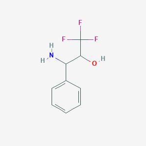 molecular formula C9H10F3NO B13212515 3-Amino-1,1,1-trifluoro-3-phenylpropan-2-ol 