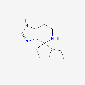 molecular formula C12H19N3 B13212524 5-Ethyl-3',5',6',7'-tetrahydrospiro[cyclopentane-1,4'-imidazo[4,5-c]pyridine] 