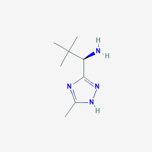 molecular formula C8H16N4 B13212532 (1R)-2,2-Dimethyl-1-(5-methyl-1H-1,2,4-triazol-3-yl)propan-1-amine 