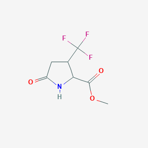 molecular formula C7H8F3NO3 B13212538 Methyl 5-oxo-3-(trifluoromethyl)pyrrolidine-2-carboxylate 