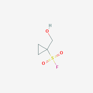 molecular formula C4H7FO3S B13212539 1-(Hydroxymethyl)cyclopropane-1-sulfonyl fluoride 