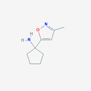 molecular formula C9H14N2O B13212544 1-(3-Methyl-1,2-oxazol-5-yl)cyclopentan-1-amine 